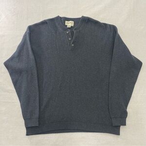 Eddie Bauer Shirt Mens XL Gray Henley Thermal Waffle Knit Long Sleeve Cotton